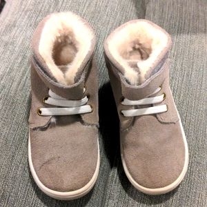 Monkey Feet grey suede Minky high tops 18-24months